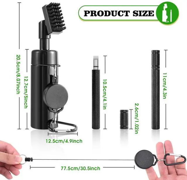 Alt view image 6 of 7 - Pro Golf Club Cleaner Brush with Golf Groove Sharpener Tool Suitable for U & V-Grooves 8 Inches Golf Water Brush with Retractable Clip Hold 5oz of Water Perfect Golf Accessories for Men/Women