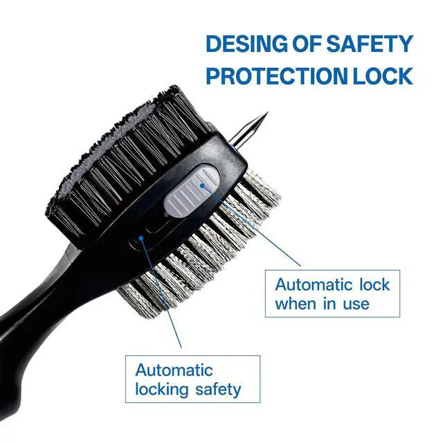 Alt view image 4 of 7 - Golf Club Cleaning Brush with Groove Cleaner, Oversized Double Wire and Nylon Brush Heads, 24 inch Retractable Zipline Carabiner, Comfortable Rubber Grip for Golf Club Bag Accessories(Grey)