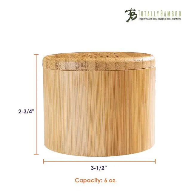 Alt view image 6 of 7 - Salt Cellar Bamboo Storage Box with Magnetic Swivel Lid, 6 Ounce Capacity, "Take Life with a Grain of Salt" Engraved on Lid