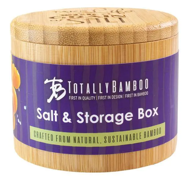Alt view image 7 of 7 - Salt Cellar Bamboo Storage Box with Magnetic Swivel Lid, 6 Ounce Capacity, "Take Life with a Grain of Salt" Engraved on Lid