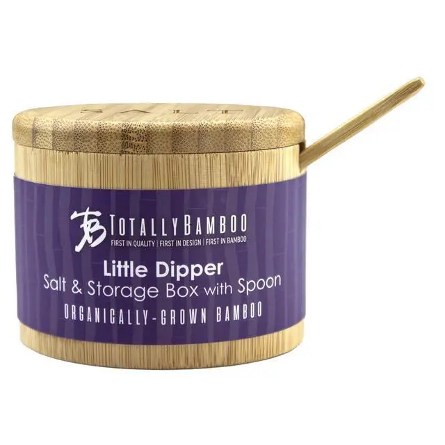 Alt view image 5 of 6 - Salt Cellar Bamboo Storage Box with Magnetic Swivel Lid, 6 Ounce Capacity, Engraving on Lid, Includes Salt Spoon