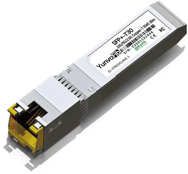 Main image of SFP+ to RJ45 10G Transceiver - 10GBASE-T 2.5G/5G/10G Auto-Negotiation SFP+ Module up to 30m, Plug & Play 10G SFP+ Ethernet Adapter Compatible with Cisco D-Link Mikrotik Ethernet Switch