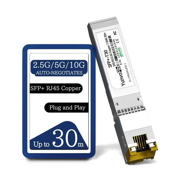 Alt view image 2 of 7 - SFP+ to RJ45 10G Transceiver - 10GBASE-T 2.5G/5G/10G Auto-Negotiation SFP+ Module up to 30m, Plug & Play 10G SFP+ Ethernet Adapter Compatible with Cisco D-Link Mikrotik Ethernet Switch