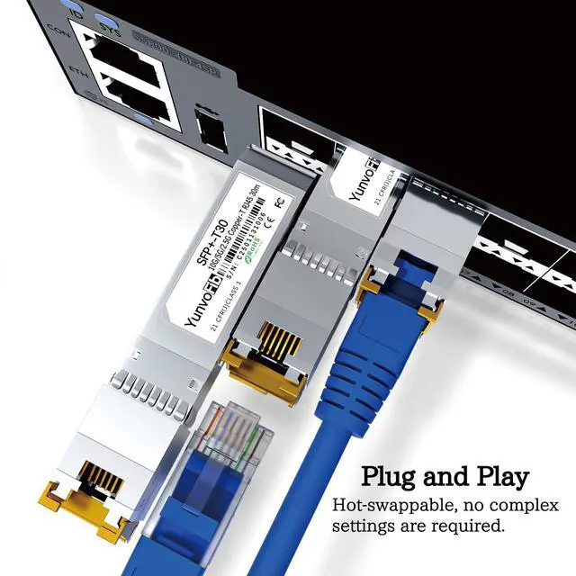 Alt view image 4 of 7 - SFP+ to RJ45 10G Transceiver - 10GBASE-T 2.5G/5G/10G Auto-Negotiation SFP+ Module up to 30m, Plug & Play 10G SFP+ Ethernet Adapter Compatible with Cisco D-Link Mikrotik Ethernet Switch