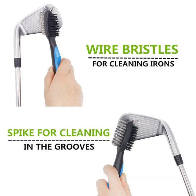 Alt view image 3 of 5 - Golf Club Brush and Club Groove Cleaner 2 Ft Retractable Zip-line Aluminum Carabiner, Lightweight and Stylish, Ergonomic Design, Easily Attaches to Golf Bag(Blue)