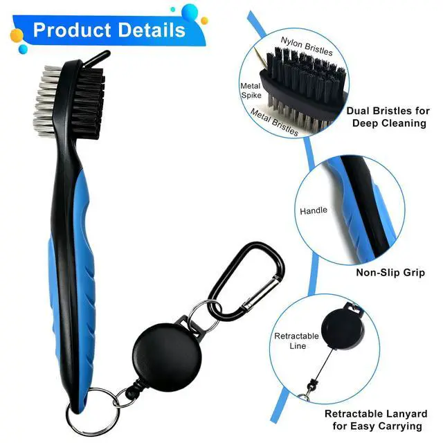 Alt view image 2 of 6 - Golf Club Brush Groove Cleaner, 2 Pack Golf Groove Brush for Easily Attaches to Golf Bag