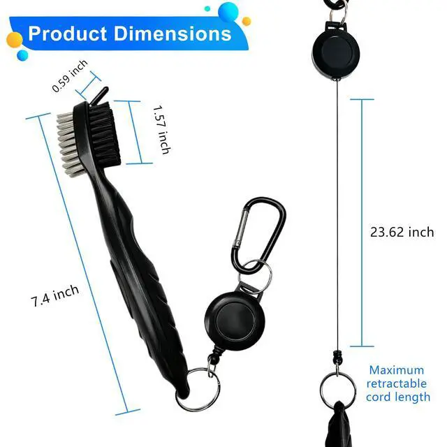 Alt view image 3 of 6 - Golf Club Brush Groove Cleaner, 2 Pack Golf Groove Brush for Easily Attaches to Golf Bag