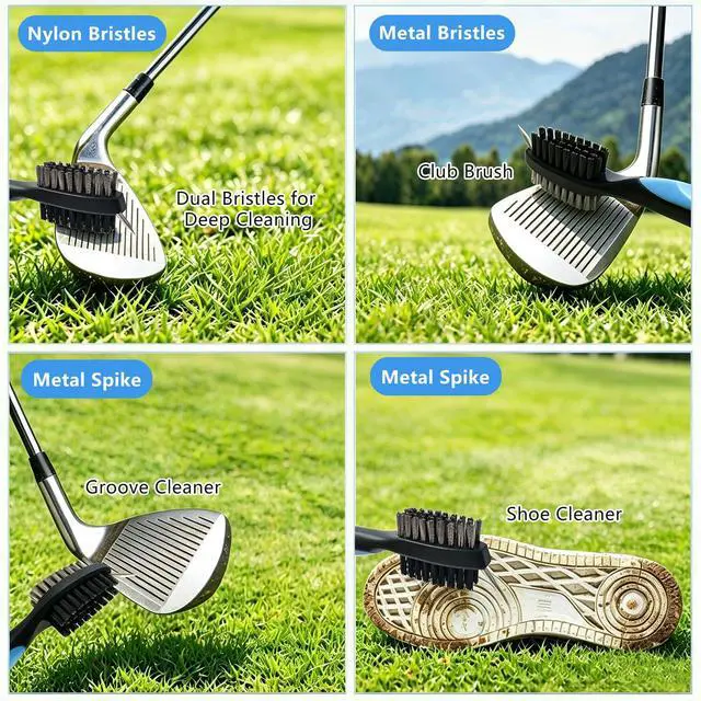 Alt view image 4 of 6 - Golf Club Brush Groove Cleaner, 2 Pack Golf Groove Brush for Easily Attaches to Golf Bag