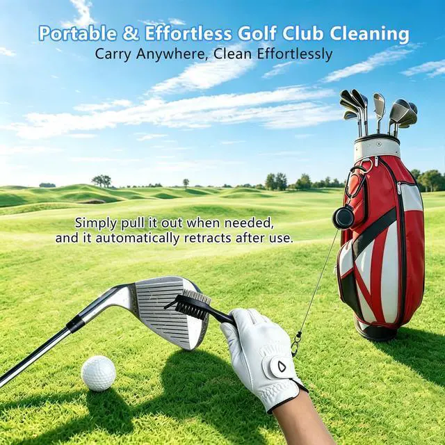 Alt view image 5 of 6 - Golf Club Brush Groove Cleaner, 2 Pack Golf Groove Brush for Easily Attaches to Golf Bag