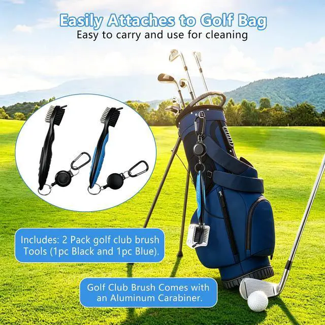 Alt view image 6 of 6 - Golf Club Brush Groove Cleaner, 2 Pack Golf Groove Brush for Easily Attaches to Golf Bag