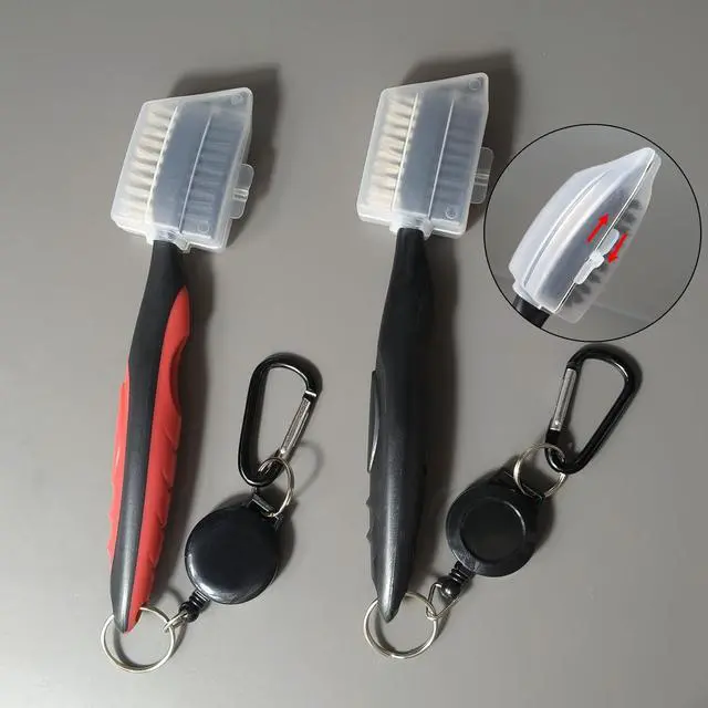Alt view image 3 of 6 - 2 Pack Golf Club Brush and Club Groove Cleaning Brush Nylon Steel Wire Double-Sided Golf Cleaning Brush, This is a Must-Have Golf Accessory for Golf Enthusiasts (Red + Black)