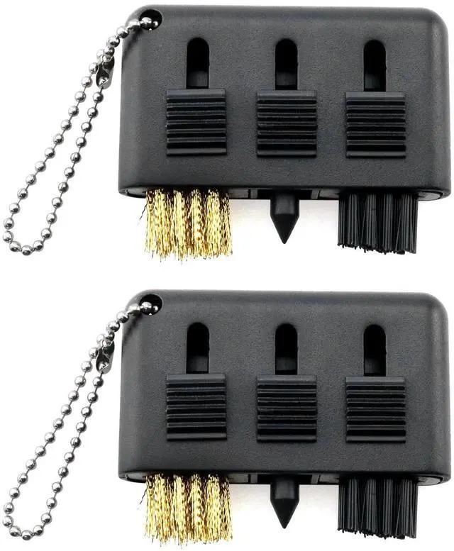 Main image of 3-in-1 Golf Cleaning Brush 2PCS 3 in 1 Black Pocket Portable Retractable Multiple Use Golf Club Groove Cleaner Tool