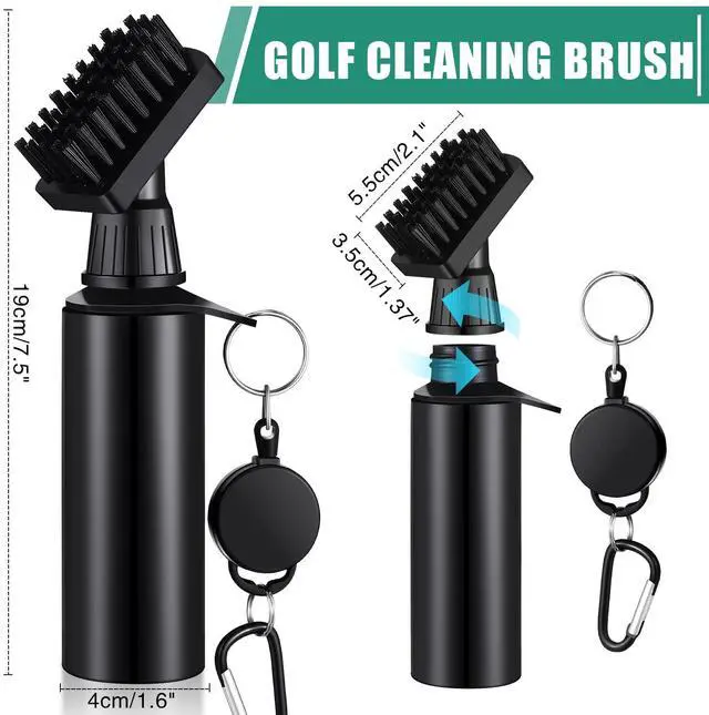 Alt view image 2 of 7 - 1 Pack Golf Clubs Cleaning Water Brush, Retractable Aluminum Climbing Hook Golf Club Groove Cleaner, Nylon Brush Head and Squeeze Water Bottle Holds 4 Ounces