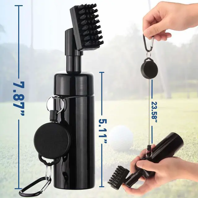 Alt view image 2 of 7 - Golf Club Cleaner Brush, Golf Water Brush with Spray Bottle Holds 5 Ounces of Water, Golf Club Cleaning Kit - with Cover & Retractable Clip, Essential Golf Accessories for Men, Best Golf Gifts for Men