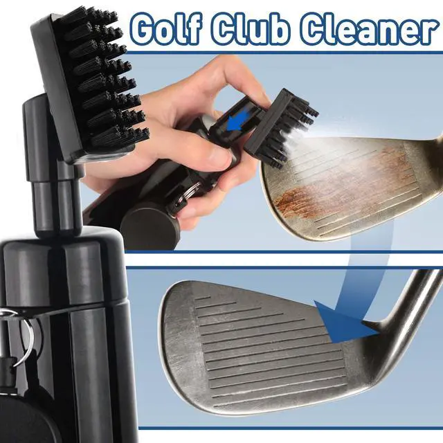 Alt view image 3 of 7 - Golf Club Cleaner Brush, Golf Water Brush with Spray Bottle Holds 5 Ounces of Water, Golf Club Cleaning Kit - with Cover & Retractable Clip, Essential Golf Accessories for Men, Best Golf Gifts for Men
