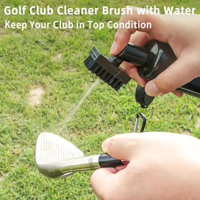 Alt view image 6 of 7 - Golf Club Cleaner Brush, Golf Water Brush with Spray Bottle Holds 5 Ounces of Water, Golf Club Cleaning Kit - with Cover & Retractable Clip, Essential Golf Accessories for Men, Best Golf Gifts for Men