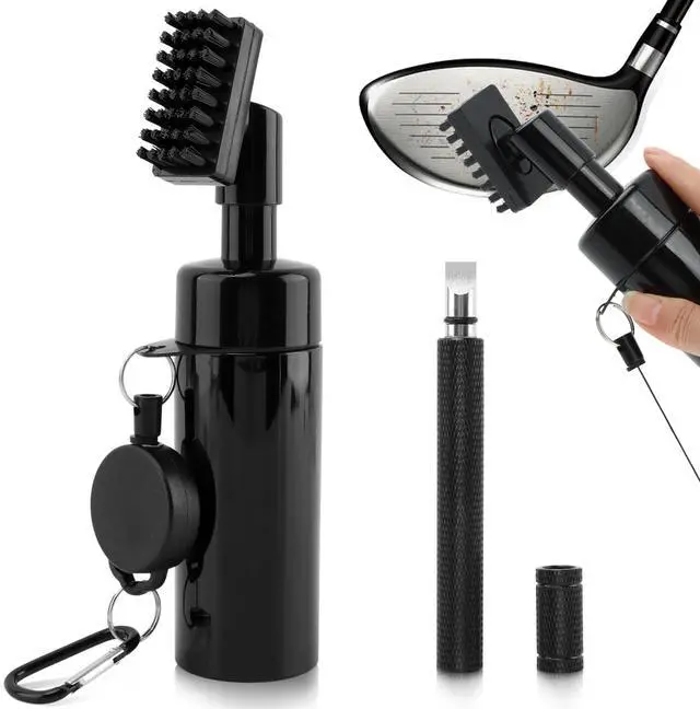 Main image of 2Pack Golf Club Cleaner Brush,Golf Groove Sharpener Tool Golfs Club Brush with Retainer Clip and Squeeze Water Bottle,Holds 5 Ounces of Water,Essentials Golfs Accessories