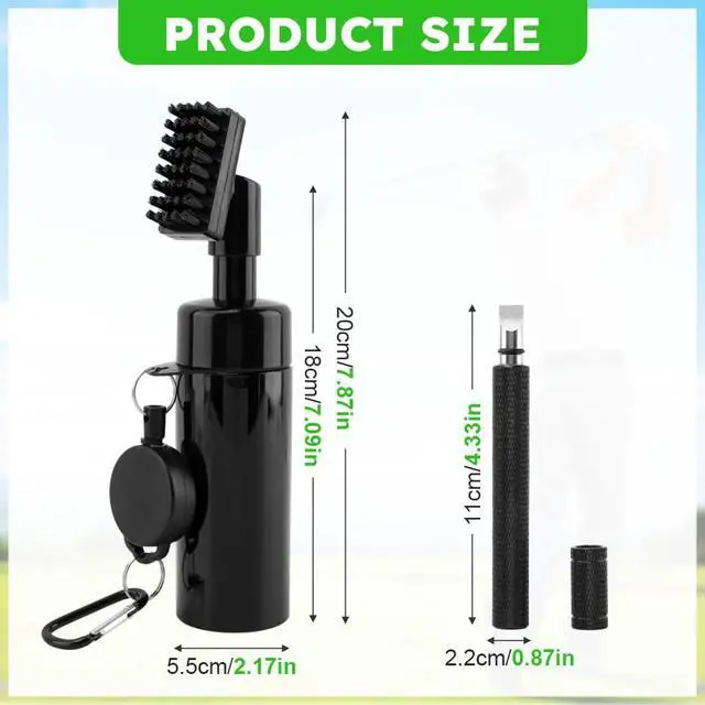 Alt view image 2 of 7 - 2Pack Golf Club Cleaner Brush,Golf Groove Sharpener Tool Golfs Club Brush with Retainer Clip and Squeeze Water Bottle,Holds 5 Ounces of Water,Essentials Golfs Accessories