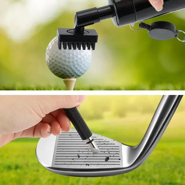 Alt view image 3 of 7 - 2Pack Golf Club Cleaner Brush,Golf Groove Sharpener Tool Golfs Club Brush with Retainer Clip and Squeeze Water Bottle,Holds 5 Ounces of Water,Essentials Golfs Accessories