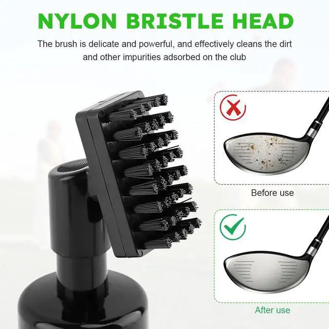 Alt view image 4 of 7 - 2Pack Golf Club Cleaner Brush,Golf Groove Sharpener Tool Golfs Club Brush with Retainer Clip and Squeeze Water Bottle,Holds 5 Ounces of Water,Essentials Golfs Accessories