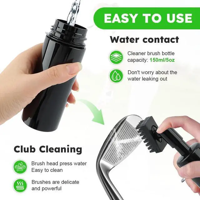 Alt view image 5 of 7 - 2Pack Golf Club Cleaner Brush,Golf Groove Sharpener Tool Golfs Club Brush with Retainer Clip and Squeeze Water Bottle,Holds 5 Ounces of Water,Essentials Golfs Accessories