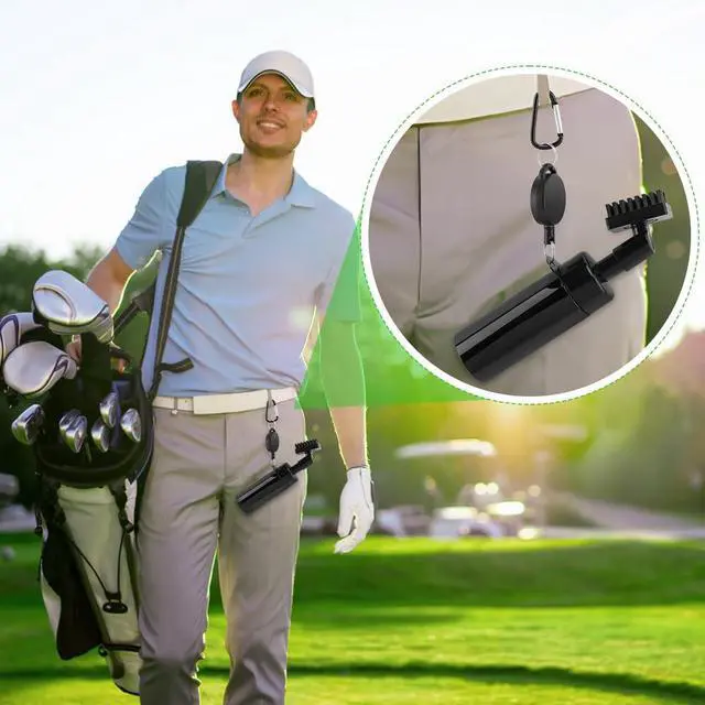 Alt view image 6 of 7 - 2Pack Golf Club Cleaner Brush,Golf Groove Sharpener Tool Golfs Club Brush with Retainer Clip and Squeeze Water Bottle,Holds 5 Ounces of Water,Essentials Golfs Accessories