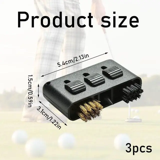Alt view image 2 of 6 - Golf Club Brush Cleaner Set, 3-in-1 Portable Groove Cleaning Tool, Pack of 3, Black