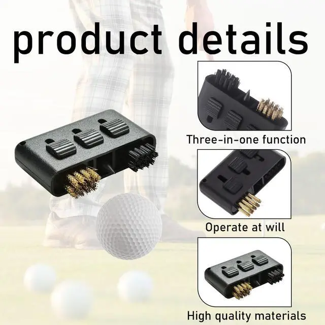 Alt view image 3 of 6 - Golf Club Brush Cleaner Set, 3-in-1 Portable Groove Cleaning Tool, Pack of 3, Black