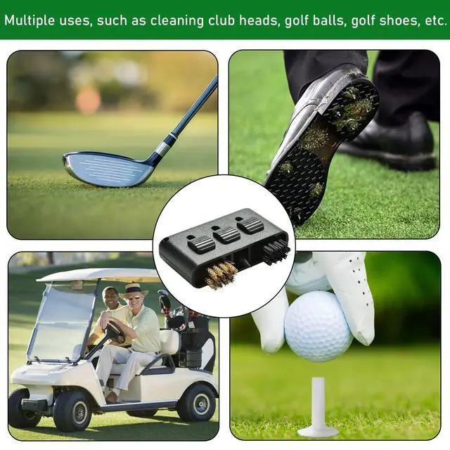 Alt view image 5 of 6 - Golf Club Brush Cleaner Set, 3-in-1 Portable Groove Cleaning Tool, Pack of 3, Black