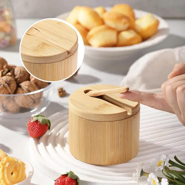 Alt view image 4 of 6 - Salt Cellar with Lid and Spoon For Storage Pepper, Spice and Sugar, 6 oz