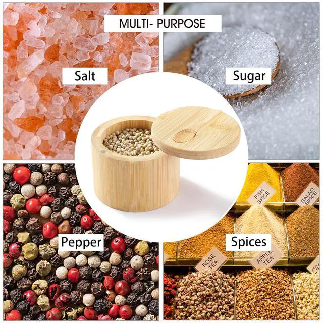 Alt view image 5 of 6 - Salt Cellar with Lid and Spoon For Storage Pepper, Spice and Sugar, 6 oz
