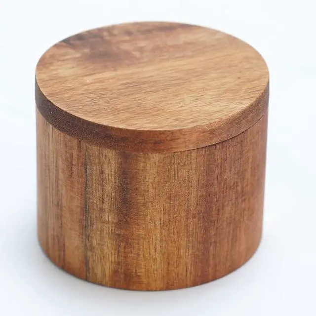 Alt view image 2 of 6 - Acacia Salt Cellar, Wood Salt Box With Swivel Cover, Spice Keeper, Wood Jar For Kitchen, Perfect For Keeping Table Salt, Gourmet Salts, Herbs or Favorite Seasonings
