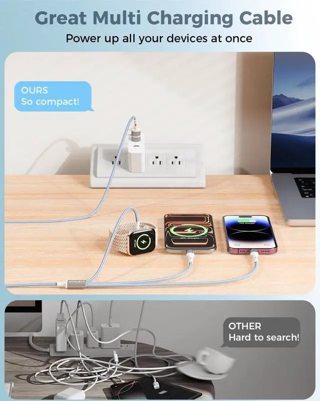 Alt view image 4 of 7 - Blue Travel Essentials for Apple Watch Charger,Multi Charging Cable for iPhone 17,iWatch Charger USB C Cord,Car Cruise RV Camping Essentials 2026 for iWatch Ultra/11&iPhone 16/15, Xbox One Cables
