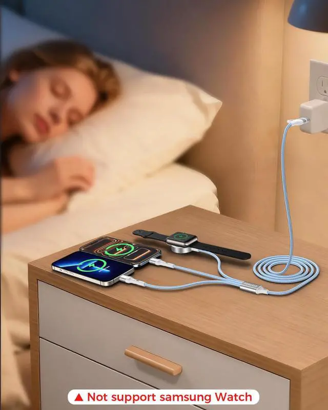 Alt view image 6 of 7 - Blue Travel Essentials for Apple Watch Charger,Multi Charging Cable for iPhone 17,iWatch Charger USB C Cord,Car Cruise RV Camping Essentials 2026 for iWatch Ultra/11&iPhone 16/15, Xbox One Cables
