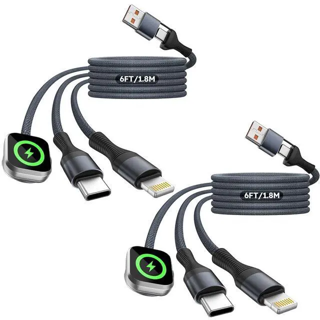 Main image of Travel Essentials 3in2 Multi Charging Cable for iPhone Watch Charger,2PK6FT