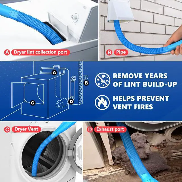 Alt view image 4 of 7 - Dryer Vent Cleaner Kit with Vacuum Hose Attachment & Lint Brush