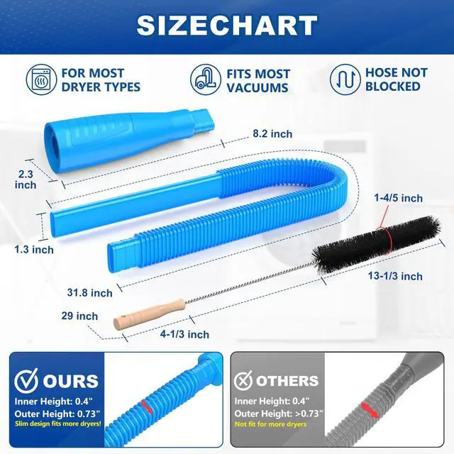 Alt view image 6 of 7 - Dryer Vent Cleaner Kit with Vacuum Hose Attachment & Lint Brush