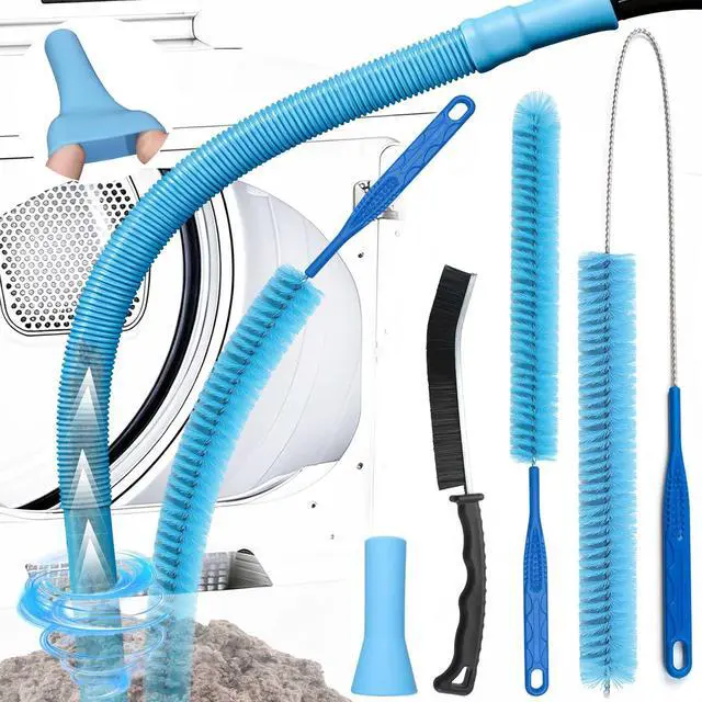 Main image of Dryer Vent Cleaner Kit with Dryer Vacuum Hose Attachment, 4-in-1 Multi-Lint Remover Brush, Suitable for Most Vacuum Cleaners for Efficient, Safe, and Thorough Dryer Lint Cleaner Tools (Blue)