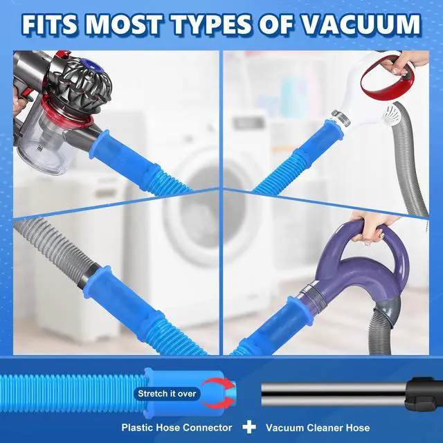Alt view image 3 of 7 - 2 Pieces Upgraded Dryer Vent Cleaner Kit - Universal Vacuum Hose Attachment & Dryer Lint Brush, Compatible with Most Vacuum Cleaner, Quickly Lint Remover, Blue