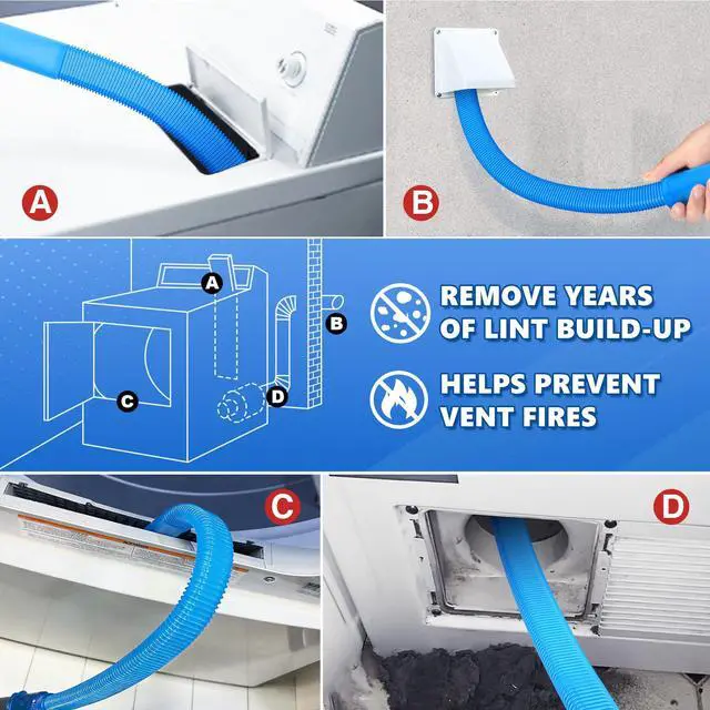 Alt view image 4 of 7 - 2 Pieces Upgraded Dryer Vent Cleaner Kit - Universal Vacuum Hose Attachment & Dryer Lint Brush, Compatible with Most Vacuum Cleaner, Quickly Lint Remover, Blue