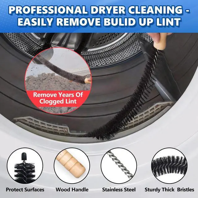 Alt view image 6 of 7 - 2 Pieces Upgraded Dryer Vent Cleaner Kit - Universal Vacuum Hose Attachment & Dryer Lint Brush, Compatible with Most Vacuum Cleaner, Quickly Lint Remover, Blue