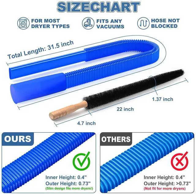 Alt view image 3 of 7 - 2Pcs Dryer Vent Cleaner Kit Universal Vacuum Hose Attachment & Brush