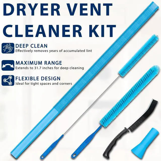 Alt view image 6 of 6 - 4 Pack Dryer Vent Cleaner Kit,Dryer Lint Vacuum Attachment,Flexible Hose & Brush Set for Dryer Vent Cleaning, Universal Shop Vac Accessories, Lint Trap Cleaner & Home Cleaning Tools