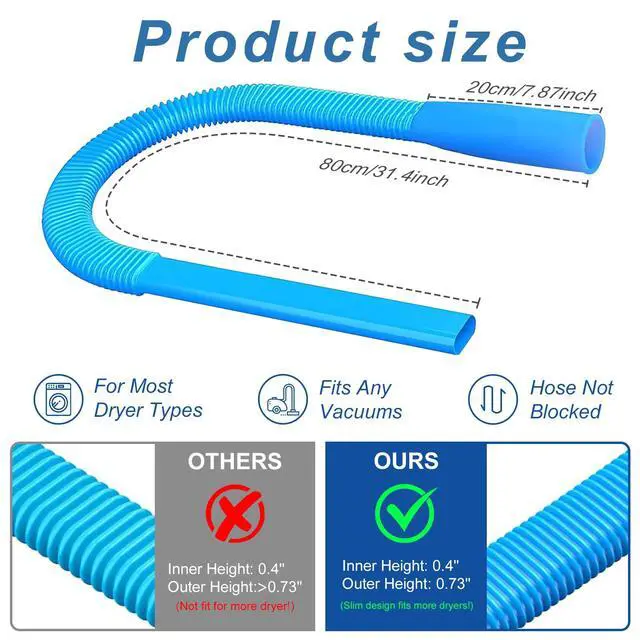 Alt view image 2 of 7 - Upgraded Dryer Lint Vent Cleaner Kit: Flexible Vacuum Hose Attachment for Lint Removal |Universal Vacuums Deep Cleaning Brush for Clogged Ducts