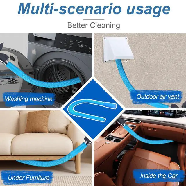 Alt view image 6 of 7 - Upgraded Dryer Lint Vent Cleaner Kit: Flexible Vacuum Hose Attachment for Lint Removal |Universal Vacuums Deep Cleaning Brush for Clogged Ducts