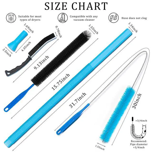 Alt view image 2 of 6 - Dryer Vent Cleaner Kit with Dryer Vacuum Hose Attachment Suitable for Most Vacuum Cleaners, Twrrnbv Dryer Cleaner Lint Brush Remover, Duct Cleaning Tool for Laundry Room, Cleaning Accessories (Black)