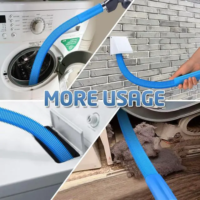 Alt view image 4 of 7 - Dryer Vent Cleaner Kit, Flexible Dryer Lint Vacuum Attachment Compatible with Most Vacuum Cleaner, Blue