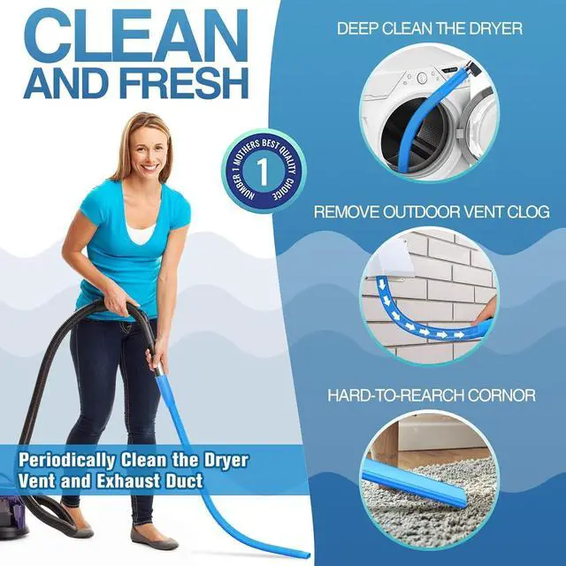 Alt view image 6 of 7 - Dryer Vent Cleaner Kit, Flexible Dryer Lint Vacuum Attachment Compatible with Most Vacuum Cleaner, Blue