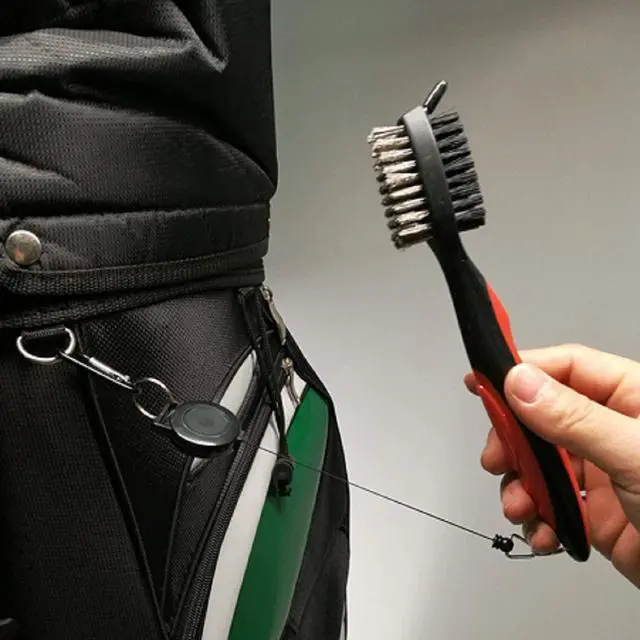 Alt view image 3 of 7 - Pack of 2 Golf Club Brush Groove Cleaner with Retractable Zip-line and Aluminum Carabiner Cleaning Tools