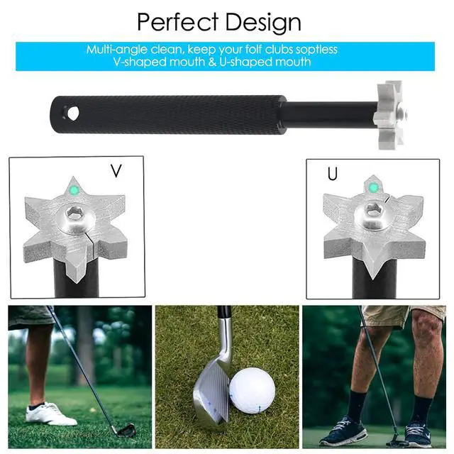 Alt view image 6 of 7 - Golf Club Cleaner Kit, 2 Pcs Groove Sharpener Tool and 1 Pcs Club Cleaner Brush Retractable, Groove Sharpener Re-Grooving Tool for Golf Accessories for Men (Black)